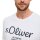 s.Oliver Mens T-Shirt - Basic, Logo Print, Round Neck, Cotton White S (Small)