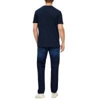 s.Oliver Herren T-Shirt - Basic, Logoprint, Rundhals, Baumwolle Dunkelblau S
