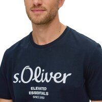 s.Oliver Herren T-Shirt - Basic, Logoprint, Rundhals, Baumwolle Dunkelblau S