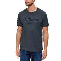 s.Oliver Herren T-Shirt - Basic, Logoprint, Rundhals, Baumwolle Dunkelgrau S