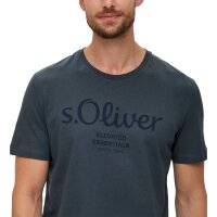 s.Oliver Herren T-Shirt - Basic, Logoprint, Rundhals, Baumwolle Dunkelgrau S