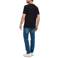 s.Oliver Mens T-Shirt - Basic, Logo Print, Round Neck, Cotton Black S (Small)
