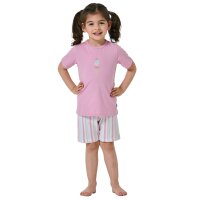 SCHIESSER Girls Pajama Set - Kids, short, cotton, motif Light Pink/White 104