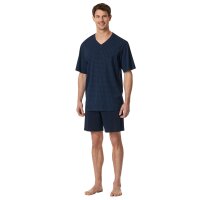 SCHIESSER mens pyjamas - short, V-neck, cotton Dark blue S (Small)