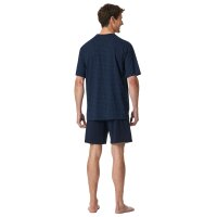 SCHIESSER mens pyjamas - short, V-neck, cotton Dark blue S (Small)