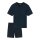 SCHIESSER mens pyjamas - short, V-neck, cotton Dark blue S (Small)
