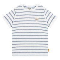 Steiff childrens polo shirt, long sleeves - basic, button placket, teddy bear motif, cotton, uni White 92