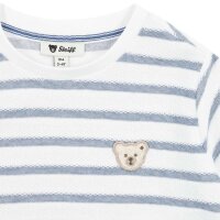 Steiff childrens polo shirt, long sleeves - basic, button placket, teddy bear motif, cotton, uni White 92