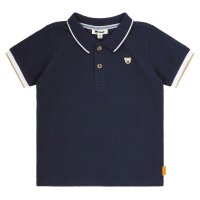 Steiff childrens polo shirt, long sleeves - basic, button placket, teddy bear motif, cotton, uni Dark blue 92