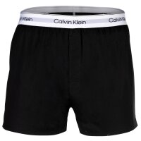 Calvin Klein Mens Woven Boxer Shorts, 3-pack - Woven Boxers, Boxer Slim, Icon Stretch, logo waistband Black S (Small)
