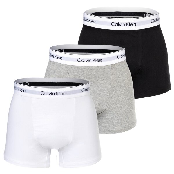 Calvin Klein mens boxer shorts, 3-pack - Relaxed Trunk, Icon Stretch, logo waistband Black/White/Grey S (Small)