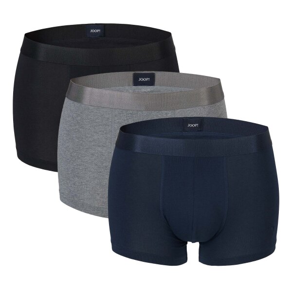 JOOP! Herren Boxershorts, 3er Pack - Everyday, Basic, Cotton Stretch, Logo Grau/Schwarz/Blau S