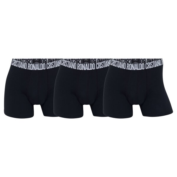 CR7 Herren Boxershorts, 3er Pack - Trunks, Cotton Stretch, Logobund Schwarz 2XL