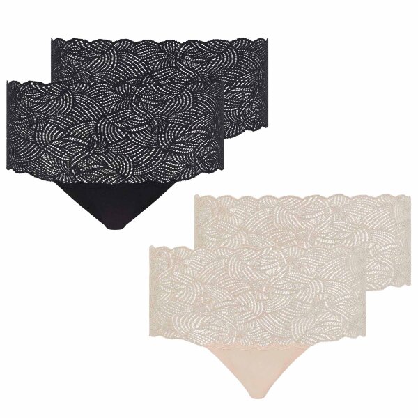 Chantelle Womens Waist Brief 2 pack - SoftStretch, High Waist, Lace, One Size 36-44