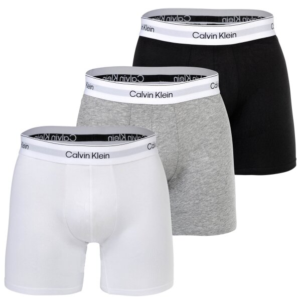 Calvin Klein Herren Boxershorts, 3er Pack - Boxer Briefs, Icon Stretch, Logobund Schwarz/Weiß/Grau S