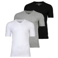 Calvin Klein mens T-shirt, 3-pack - Icon Stretch, V-neck, microfiber Black/White/Grey S (Small)