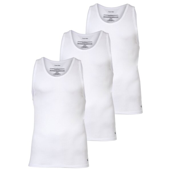 Calvin Klein Herren Unterhemden, 3er Pack - Icon Stretch, Tank Top, Baumwoll-Mix Weiß S