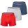 Calvin Klein mens boxer shorts, 3-pack -Trunks, Icon Stretch, logo waistband Blue/Grey/Red S (Small)