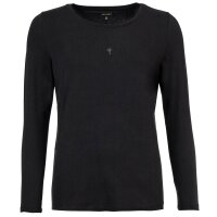 JOOP! Damen Langarmshirt mit Logo-Print - Cosy, Longsleeve, Rundhals, Cotton Stretch Schwarz XS