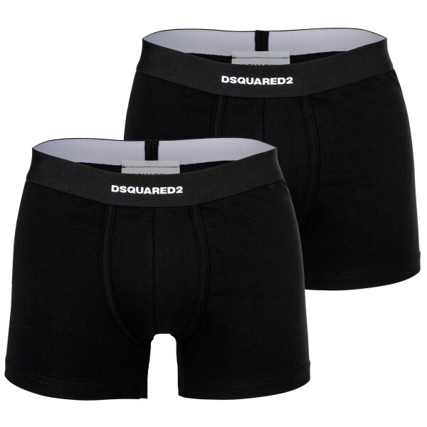 DSQUARED2 Herren Boxershorts, 2er Pack - Twin Pack Trunk, Cotton Stretch, Logobund Schwarz S