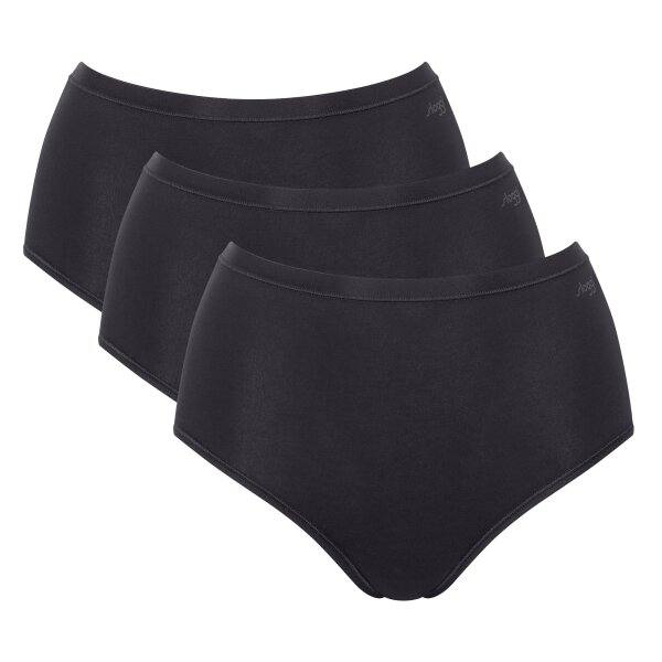 Sloggi Damen Highwaist-Slips, 3er Pack - GO Daily Cotton Highwaist 3P, Unterhose, Stretch-Baumwolle Schwarz S