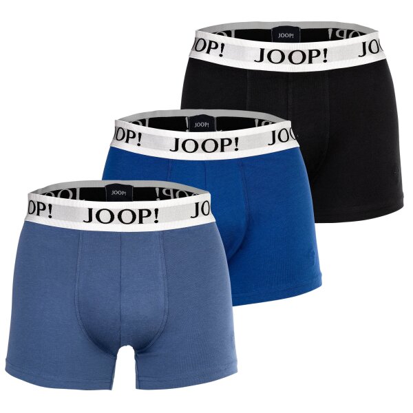 JOOP! Herren Boxershorts, 3er Pack - Everyday, Cotton Stretch, Logo Schwarz/Blau/Graublau M