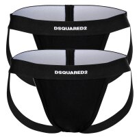 DSQUARED2 Herren Jockstrap, 2er Pack - Twin Pack Jockstrap, Cotton Stretch, Logobund Schwarz S