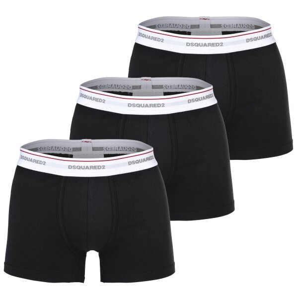 DSQUARED2 mens boxer shorts, 3-pack - 3-Pack Trunk, cotton stretch, logo waistband Black S (Small)