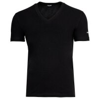 DSQUARED2 Herren T-Shirts, 2er Pack - Twin Pack V-Neck T-Shirt, V-Ausschnitt, Cotton Stretch Schwarz S