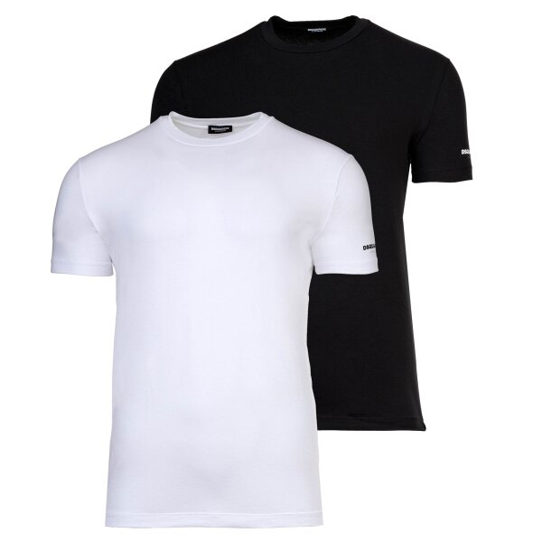 DSQUARED2 Mens T-shirts, 2-pack - Twin Pack T-shirt, crew neck, cotton stretch Black/White 3XL (XXX-Large)