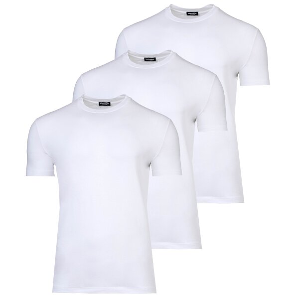 DSQUARED2 Herren T-Shirts, 3er Pack - 3-Pack T-Shirt, Rundhals-Ausschnitt, Cotton Stretch Weiß S