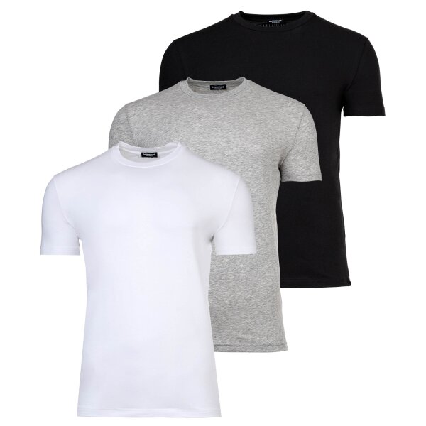DSQUARED2 Mens T-shirts, 3-pack - 3-Pack T-shirt, crew neck, cotton stretch Black/White/Grey 2XL (XX-Large)