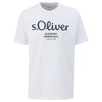 s.Oliver Herren T-Shirt, 4er Pack - Basic, Logoprint, Rundhals, Baumwolle Weiß/Blau/Dunkelgrau/Schwarz S