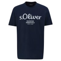 s.Oliver Herren T-Shirt, 4er Pack - Basic, Logoprint, Rundhals, Baumwolle Weiß/Blau/Dunkelgrau/Schwarz S