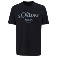 s.Oliver Herren T-Shirt, 4er Pack - Basic, Logoprint, Rundhals, Baumwolle Weiß/Blau/Dunkelgrau/Schwarz S