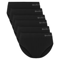 Bamboo basics ladies briefs, 6-pack - BELLE seamless full briefs, jersey, logo Black S (Small)