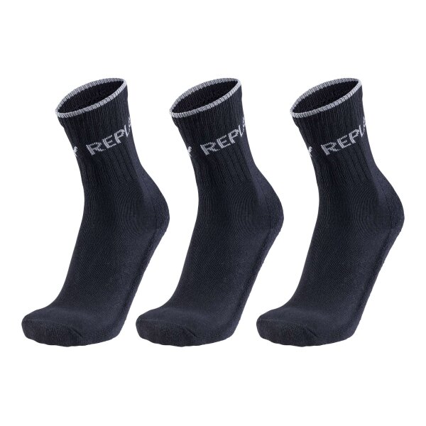 REPLAY unisex socks, 3-pack - tennis socks, short socks, logo Black 35-38 (UK 3-5)