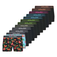 JACK&JONES Men Boxer shorts, pack of 12 - JACWATERMELON TRUNKS 12 PACK, cotton blend Black/Blue/Green S (Small)