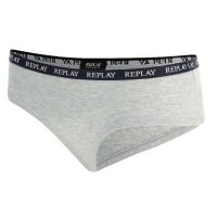 REPLAY womens panties, 2-pack - briefs, logo waistband, cotton blend Grey XL (X-Large)