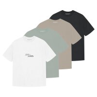 JACK&JONES Herren T-Shirt, 4er Pack - JCOTARMAC BRANDING TEE CREW 4PK, Baumwollmischung Weiß/Schwarz/Beige/Grün M