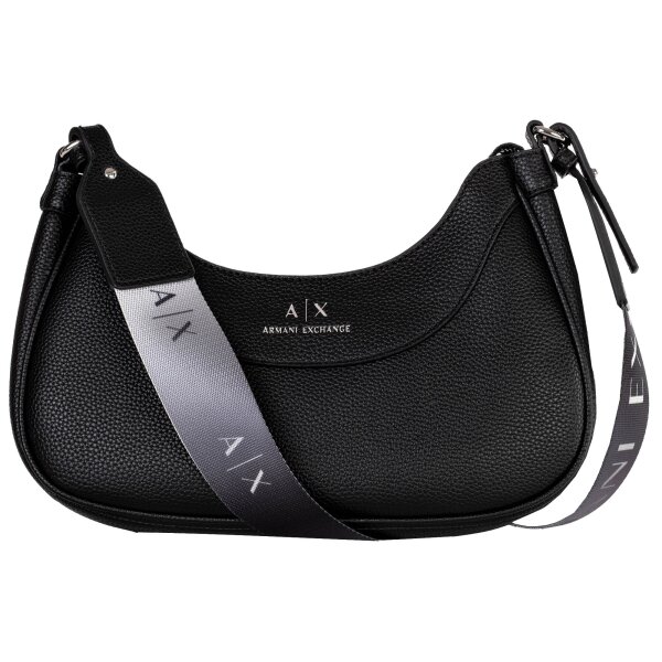 A|X ARMANI EXCHANGE womens shoulder bag – Wave, hobo bag, logo, 12x28x5cm (HxWxD) Black