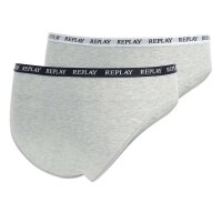 REPLAY womens briefs, 2-pack - briefs, logo waistband, cotton blend Grey M (Medium)