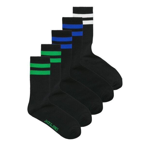 JACK&JONES Mens tennis socks, pack of 5 - JACDEHLI TENNIS SOCKS 5 PACK, One Size Black 40-46 (UK 7-11)