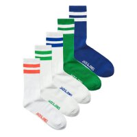 JACK&JONES Mens tennis socks, pack of 5 - JACDEHLI TENNIS SOCKS 5 PACK, One Size White/Green/Blue 40-46 (UK 7-11)