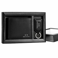 A|X ARMANI EXCHANGE Herren Geldbörse mit Schlüsselanhänger - Geschenkset, Echtleder, 10x11x2cm (HxBxT) Schwarz