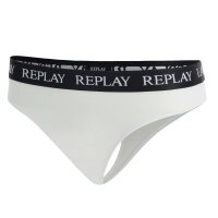 REPLAY womens thongs, pack of 2 - thong, logo waistband, cotton blend Black/White XL (X-Large)