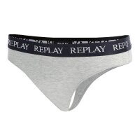 REPLAY womens thongs, pack of 2 - thong, logo waistband, cotton blend Grey XL (X-Large)