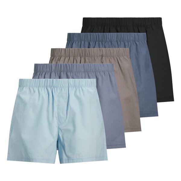JACK&JONES Herren Web-Boxershorts, 5er Pack - JACMILANO WOVEN BOXERS 5 PACK, Baumwolle Schwarz/Braun/Blau L