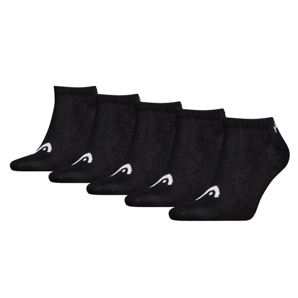 HEAD unisex sneaker socks, 5-pack - ELEMENTS ALL SPORTS SNEAKER ECOM, short socks, single color Black 35-38 (UK 2.5-5)