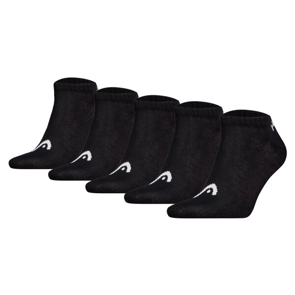 HEAD Unisex Sneaker Socken, 5er Pack - ELEMENTS ALL SPORTS SNEAKER ECOM, Kurzsocken, einfarbig Schwarz 43-46